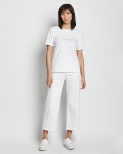 WOMEN'S DESCHUTES EMBROIDERED TEE IN WHITE image number 1