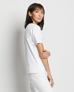 ALTERNATE VIEW OF WOMEN'S DESCHUTES EMBROIDERED TEE IN WHITE image number 2