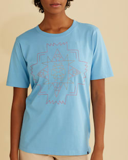 ALTERNATE VIEW OF WOMEN'S DESCHUTES EMBROIDERED TEE IN SKY BLUE image number 2