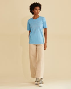 ALTERNATE VIEW OF WOMEN'S DESCHUTES EMBROIDERED TEE IN SKY BLUE image number 5