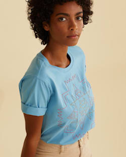 ALTERNATE VIEW OF WOMEN'S DESCHUTES EMBROIDERED TEE IN SKY BLUE image number 7