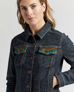 ALTERNATE VIEW OF WOMEN'S DIAMOND PEAK DENIM/WOOL JEAN JACKET IN BLUE image number 4