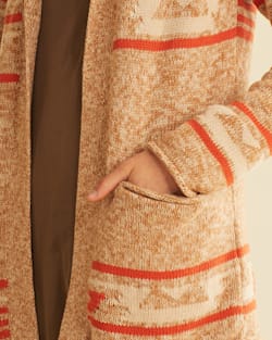 ALTERNATE VIEW OF WOMEN'S ROCK POINT COTTON CARDIGAN IN BROWN/CREAM MULTI image number 4