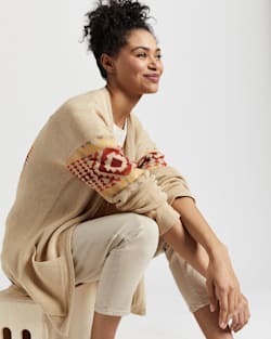 ALTERNATE VIEW OF WOMEN'S OPEN FRONT COTTON CARDIGAN IN WARM SAND CHIEF JOSEPH image number 6