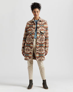 WOMEN'S OVERSIZED DOUBLESOFT SHIRT JACKET IN WARM SAND MULTI image number 1