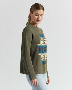 ALTERNATE VIEW OF WOMEN'S GRAPHIC COTTON SWEATER IN BOTTLE GREEN CHIEF JOSEPH image number 3