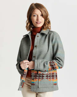 ALTERNATE VIEW OF WOMEN'S WESTERN HORIZONS COAT IN BLUE CRESCENT BUTTE image number 6