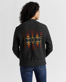 ALTERNATE VIEW OF WOMEN'S LAMBSWOOL BOMBER CARDIGAN IN CHARCOAL MULTI image number 2