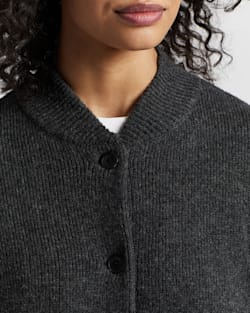 ALTERNATE VIEW OF WOMEN'S LAMBSWOOL BOMBER CARDIGAN IN CHARCOAL MULTI image number 4