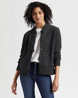 ALTERNATE VIEW OF WOMEN'S LAMBSWOOL BOMBER CARDIGAN IN CHARCOAL MULTI image number 6