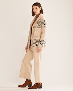 ALTERNATE VIEW OF WOMEN'S HARDING LAMBSWOOL CABLE CARDIGAN IN IVORY/BLACK image number 2