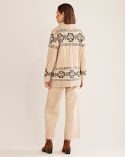 ALTERNATE VIEW OF WOMEN'S HARDING LAMBSWOOL CABLE CARDIGAN IN IVORY/BLACK image number 3