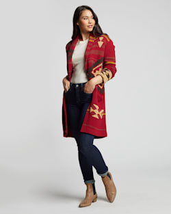 ALTERNATE VIEW OF WOMEN'S GRAPHIC SWEATER COAT IN ROSEWOOD MULTI image number 5