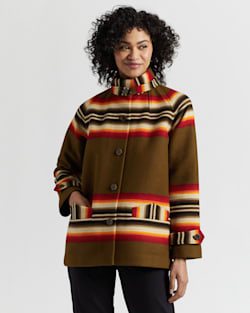 WOMEN'S ARCHIVE TOBOGGAN WOOL COAT IN CEDAR ROMAN STRIPE image number 1