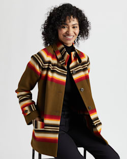ALTERNATE VIEW OF WOMEN'S ARCHIVE TOBOGGAN WOOL COAT IN CEDAR ROMAN STRIPE image number 7