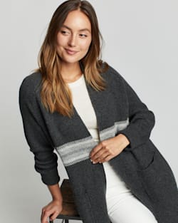 ALTERNATE VIEW OF WOMEN'S LAMBSWOOL DUSTER CARDIGAN IN CHARCOAL MULTI image number 5