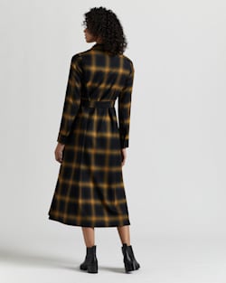 ALTERNATE VIEW OF WOMEN'S WOOL MIDI SHIRT DRESS IN BLACK/GOLD OMBRE image number 3