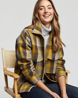 WOMEN'S DYLAN WOOL JACKET IN YELLOW/NAVY PLAID image number 1