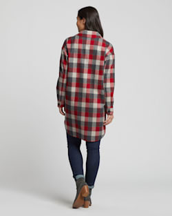 ALTERNATE VIEW OF WOMEN'S OVERSIZED WOOL SHIRT IN RED/TAN BLOCK PLAID image number 3