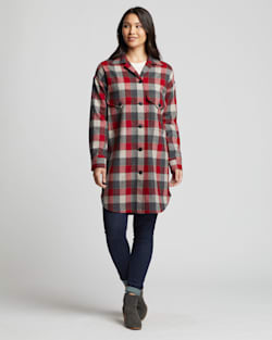 ALTERNATE VIEW OF WOMEN'S OVERSIZED WOOL SHIRT IN RED/TAN BLOCK PLAID image number 5