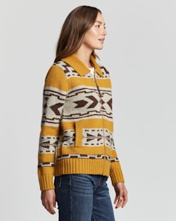 WOMEN'S GRAPHIC SHETLAND ZIP CARDIGAN