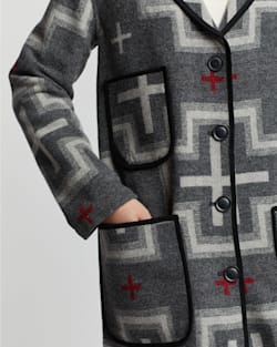 ALTERNATE VIEW OF WOMEN'S WOOL SHAWL-COLLAR DUSTER COAT IN GREY SAN MIGUEL image number 4