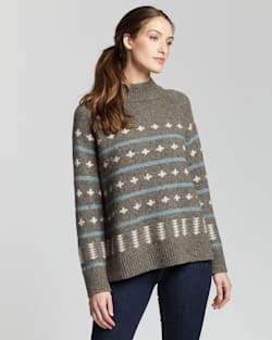 WOMEN'S GRAPHIC DONEGAL MERINO SWEATER IN GREY MULTI image number 1
