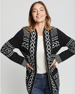 ALTERNATE VIEW OF WOMEN'S ALPACA DISCOVERY CARDIGAN IN BLACK/GREY image number 6