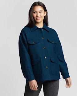 WOMEN'S MARIS WOOL COAT IN DEEP TEAL image number 1