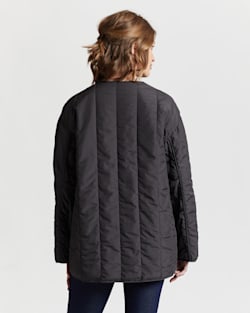 ALTERNATE VIEW OF WOMEN'S REVERSIBLE QUILTED JACKET IN BOTTLE GREEN MULTI/CHARCOAL image number 5