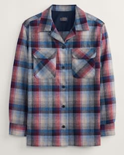 WOMEN'S PLAID BOYFRIEND BOARD SHIRT IN GREY/BERRY MULTI CHECK image number 1