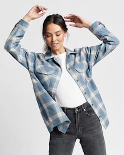 ALTERNATE VIEW OF WOMEN'S BOYFRIEND PLAID BOARD SHIRT IN BLUE/PURPLE PLAID image number 5