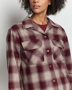 ALTERNATE VIEW OF WOMEN'S BOYFRIEND BOARD SHIRT IN MAROON BUFFALO OMBRE image number 2