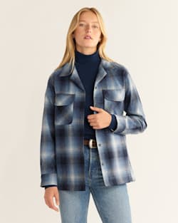 ALTERNATE VIEW OF WOMEN'S BOYFRIEND BOARD SHIRT IN BLUE MIX OMBRE image number 5