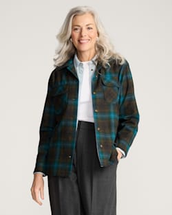 PLAID BOYFRIEND BOARD SHIRT IN TEAL/CHARCOAL OMBRE image number 1