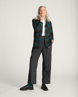 ALTERNATE VIEW OF PLAID BOYFRIEND BOARD SHIRT IN TEAL/CHARCOAL OMBRE image number 4