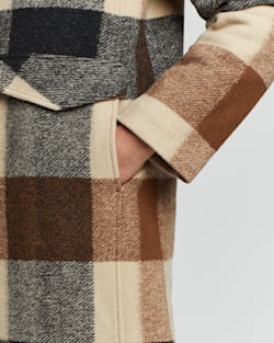 ALTERNATE VIEW OF WOMEN'S CAMDEN TOPPER COAT IN CAMEL/CHARCOAL PLAID image number 3