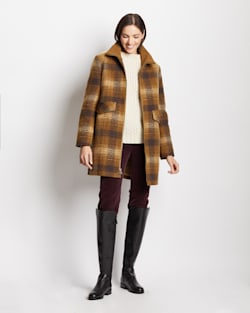 WOMEN'S CAMDEN TOPPER COAT IN HONEY/BROWN PLAID image number 1