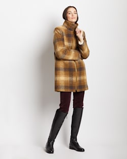ALTERNATE VIEW OF WOMEN'S CAMDEN TOPPER COAT IN HONEY/BROWN PLAID image number 2