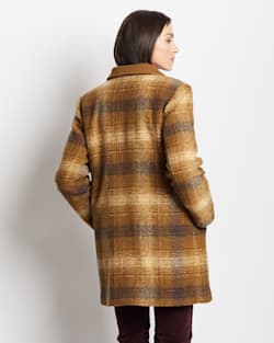 ALTERNATE VIEW OF WOMEN'S CAMDEN TOPPER COAT IN HONEY/BROWN PLAID image number 3
