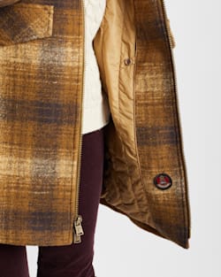ALTERNATE VIEW OF WOMEN'S CAMDEN TOPPER COAT IN HONEY/BROWN PLAID image number 5