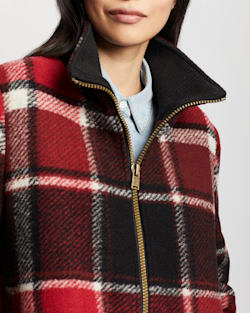 ALTERNATE VIEW OF WOMEN'S CAMDEN TOPPER COAT IN RED/BLACK EXPLODED PLAID image number 4