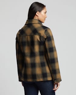 ALTERNATE VIEW OF WOMEN'S STANFORD BOXY BOMBER JACKET IN CAMEL/BLACK BUFFALO CHECK image number 3