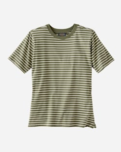 WOMEN'S DESCHUTES STRIPE TEE IN BOTTLE GREEN/ANTIQUE WHITE image number 1