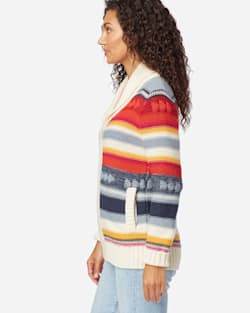 WOMEN'S CAMPFIRE ZIP CARDIGAN IN IVORY MULTI STRIPE image number 3