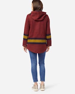 ALTERNATE VIEW OF WOMEN'S ZION STRIPE ANORAK IN BRICK RED image number 3