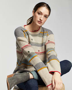 ALTERNATE VIEW OF WOMEN'S BRIDGER STRIPE LAMBSWOOL SWEATER IN TAN HEATHER image number 5