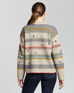 ALTERNATE VIEW OF WOMEN'S BRIDGER STRIPE LAMBSWOOL SWEATER IN TAN HEATHER image number 2