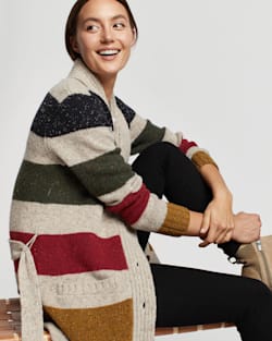 ALTERNATE VIEW OF WOMEN'S GLACIER STRIPE CARDIGAN IN TAN STRIPE image number 5