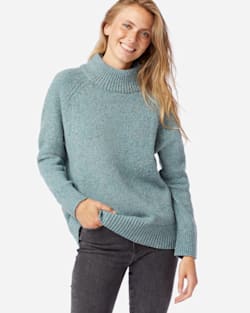 WOMEN'S DONEGAL MERINO SWEATER IN SEA GLASS BLUE image number 1